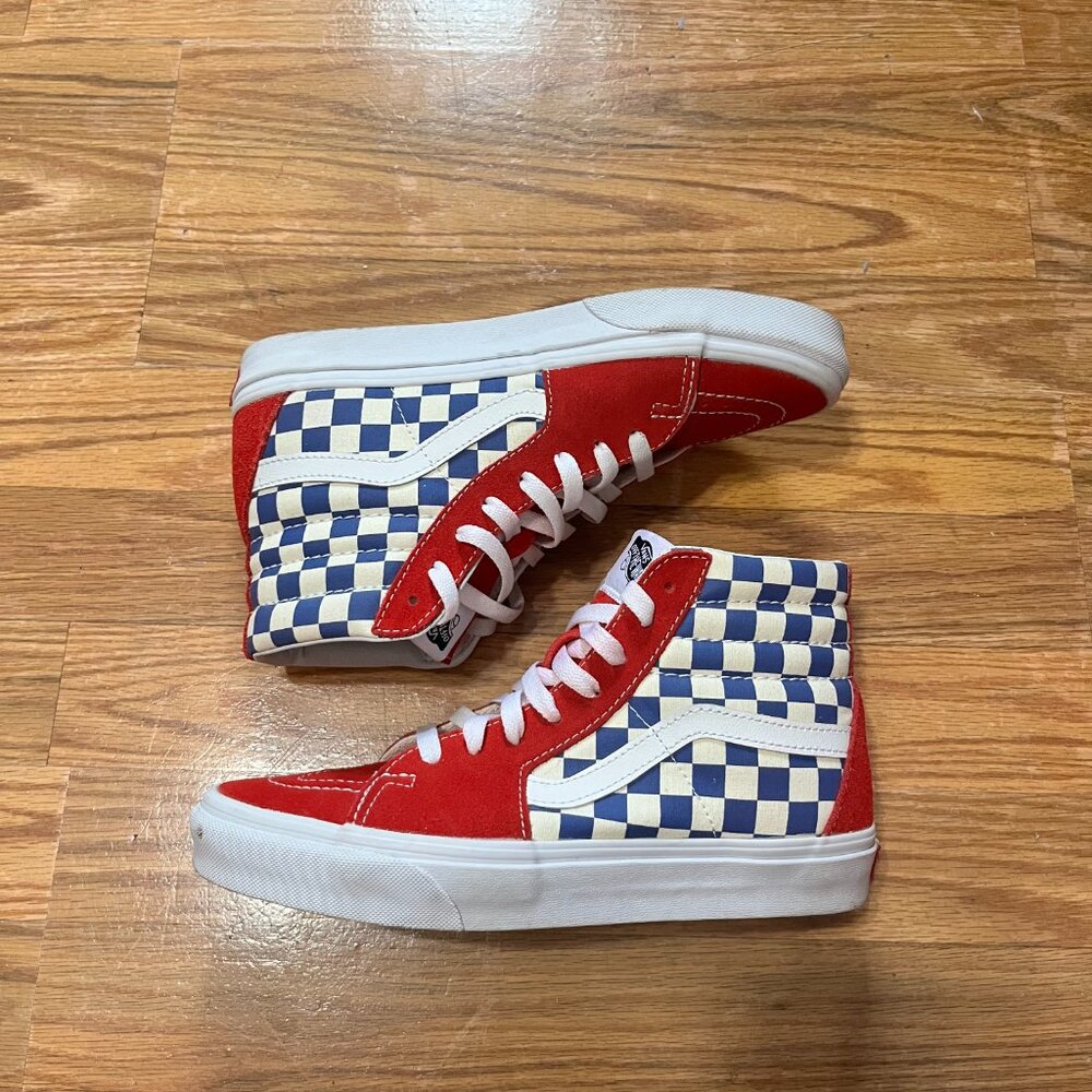 Vans Sk8-hi Checkerboard Red & Blue